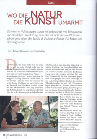 TES - Die unabhängige Tessiner Zeitschrift für die Schweiz (Seite 1/4 "Wo die Natur die Kunst umarmt")